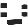 5 Piece TV Wall Cabinets with LED Lights - Black - HiPoMarket