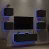 5 Piece TV Wall Cabinets with LED Lights - Black - HiPoMarket