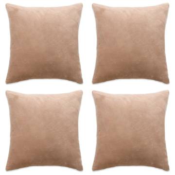 Cushion Covers 4 pcs Velour 80x80 cm Beige - Hipomarket