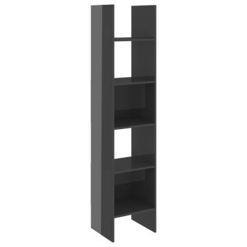 High Gloss Grey Book Cabinet - Stylish Storage Solution