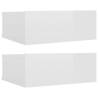 High Gloss White Floating Nightstands - 2 Pcs | HipoMarket