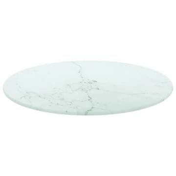 Stylish Table Top White Ø40 cm with Marble Design - Hipomarket