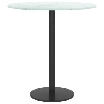 Stylish Table Top White Ø40 cm with Marble Design - Hipomarket