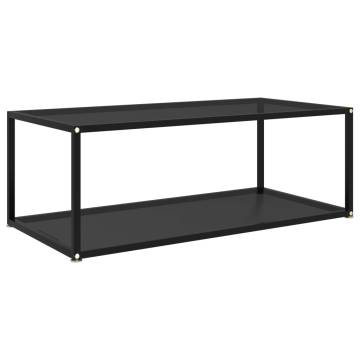 Stylish Black Coffee Table with Tempered Glass - 100x50 cm