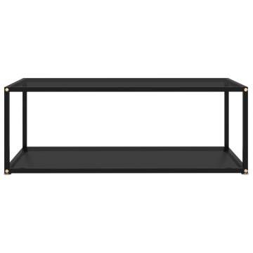 Stylish Black Coffee Table with Tempered Glass - 100x50 cm