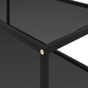 Stylish Black Coffee Table with Tempered Glass - 100x50 cm