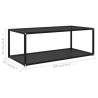 Stylish Black Coffee Table with Tempered Glass - 100x50 cm