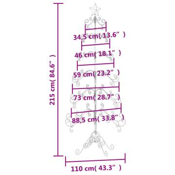 Black Metal Christmas Tree for DIY Decoration - 215 cm