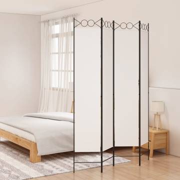 4-Panel Room Divider in White - 160x220 cm Fabric