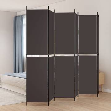 6-Panel Brown Room Divider - 300x220 cm Fabric Screen