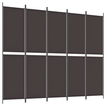 6-Panel Brown Room Divider - 300x220 cm Fabric Screen