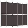 6-Panel Brown Room Divider - 300x220 cm Fabric Screen