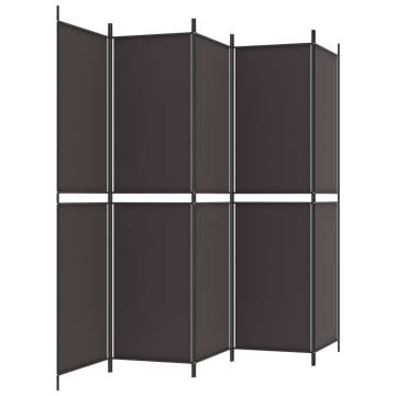 6-Panel Brown Room Divider - 300x220 cm Fabric Screen