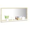 Stylish Bathroom Mirror - White and Sonoma Oak (90x10.5x37 cm)