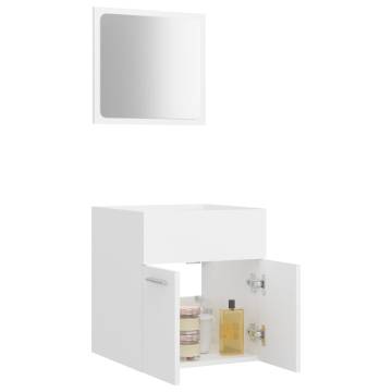 Stylish 2 Piece Bathroom Furniture Set - White Engineered Wood