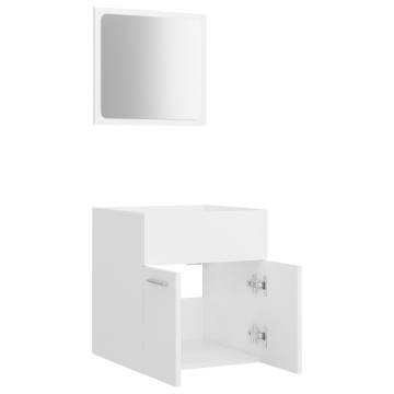 Stylish 2 Piece Bathroom Furniture Set - White Engineered Wood