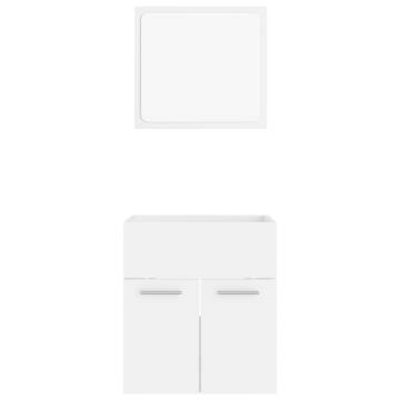 Stylish 2 Piece Bathroom Furniture Set - White Engineered Wood