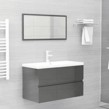 Stylish 2 Piece Bathroom Furniture Set - High Gloss Grey