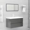 2 Piece Bathroom Furniture Set High Gloss Grey Engineered Wood Colour high gloss grey Number of 1 Number of Pieces 