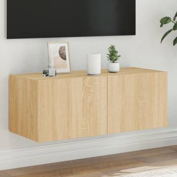 TV Wall Cabinet with LED Lights - Sonoma Oak | HipoMarket