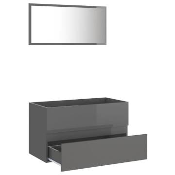 Stylish 2 Piece Bathroom Furniture Set - High Gloss Grey