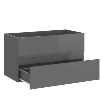 Stylish 2 Piece Bathroom Furniture Set - High Gloss Grey