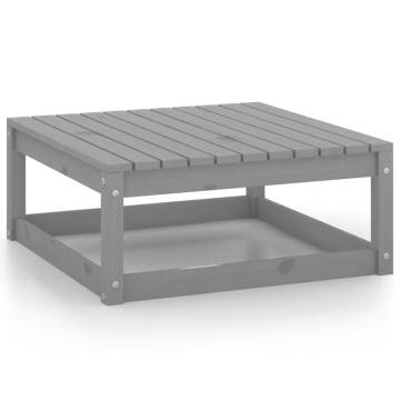 Garden Footstool - Grey Solid Wood Pine | Hipomarket UK