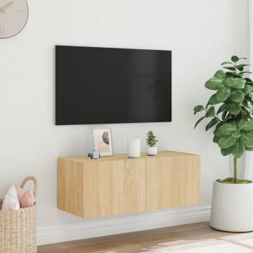 TV Wall Cabinet with LED Lights - Sonoma Oak | HipoMarket