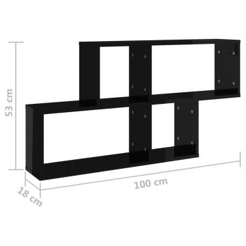 High Gloss Black Wall Shelf - 100x18x53 cm | HipoMarket