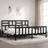 Bed Frame with Headboard Black Super King Size Solid Wood Colour black Size 180 x 200 cm 