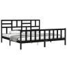 Black Super King Size Bed Frame with Headboard - Solid Wood