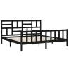 Black Super King Size Bed Frame with Headboard - Solid Wood