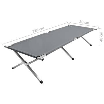 XXL Grey Camping Bed 210x80x48 cm - Comfortable & Portable