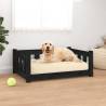 Dog Bed Black 75.5x55.5x28 cm Solid Wood Pine Colour black Size 75.5 x 55.5 x 28 cm 