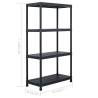 Storage Shelf Rack Black 100 kg | 60x30x138 cm Plastic