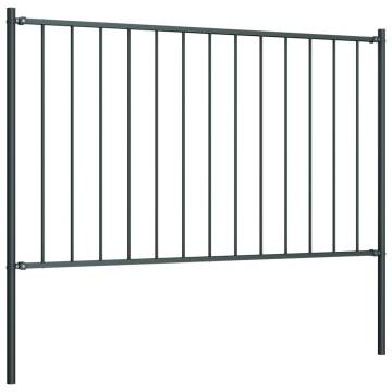 Fence Panel with Posts - Powder-coated Steel Anthracite | Hipo Market