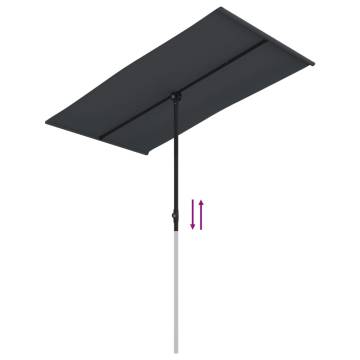 Outdoor Parasol with Aluminium Pole - 180x110 cm Black