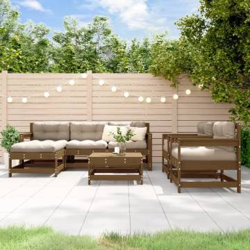 7 Piece Garden Lounge Set - Honey Brown Solid Wood Pine