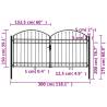 Double Door Fence Gate - Arched Top Steel - 300x150 cm - Black