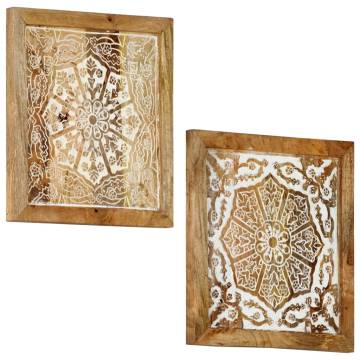 Hand-Carved Wall Panels - Solid Mango Wood | 2 pcs