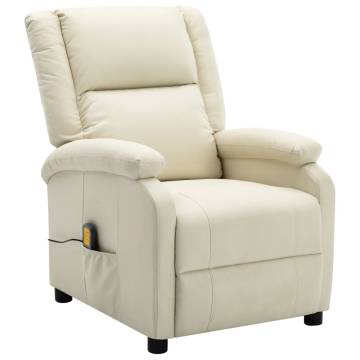 Comfortable Cream White Faux Leather Massage Chair