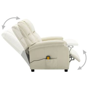 Comfortable Cream White Faux Leather Massage Chair