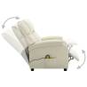 Comfortable Cream White Faux Leather Massage Chair