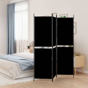 3-Panel Room Divider Black 150x200 cm Fabric | Hipo Market