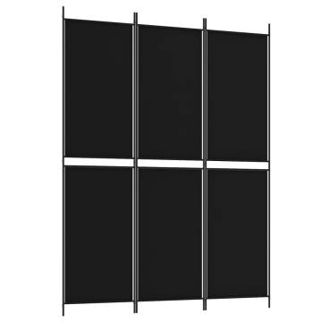 3-Panel Room Divider Black 150x200 cm Fabric | Hipo Market