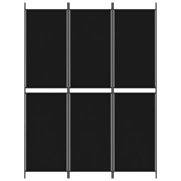 3-Panel Room Divider Black 150x200 cm Fabric | Hipo Market