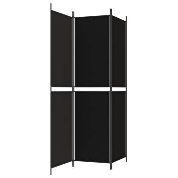 3-Panel Room Divider Black 150x200 cm Fabric | Hipo Market