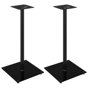 Premium Speaker Stands - Black Tempered Glass, 2 Pcs