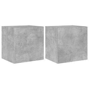 TV Wall Cabinets with LED Lights - 2 pcs Concrete Grey