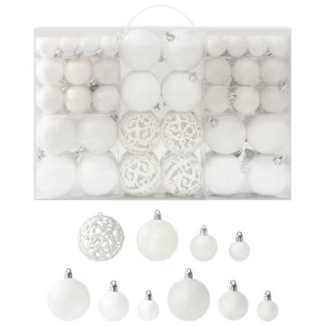 100 Piece White Christmas Ball Set - Decorate Your Tree